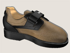 Shoe fading leather effect upper to reveal inner lining