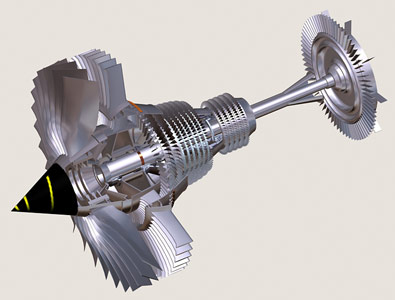 Rolls Royce Trent 900 Jet Engine - Central Turbine shaft and fins